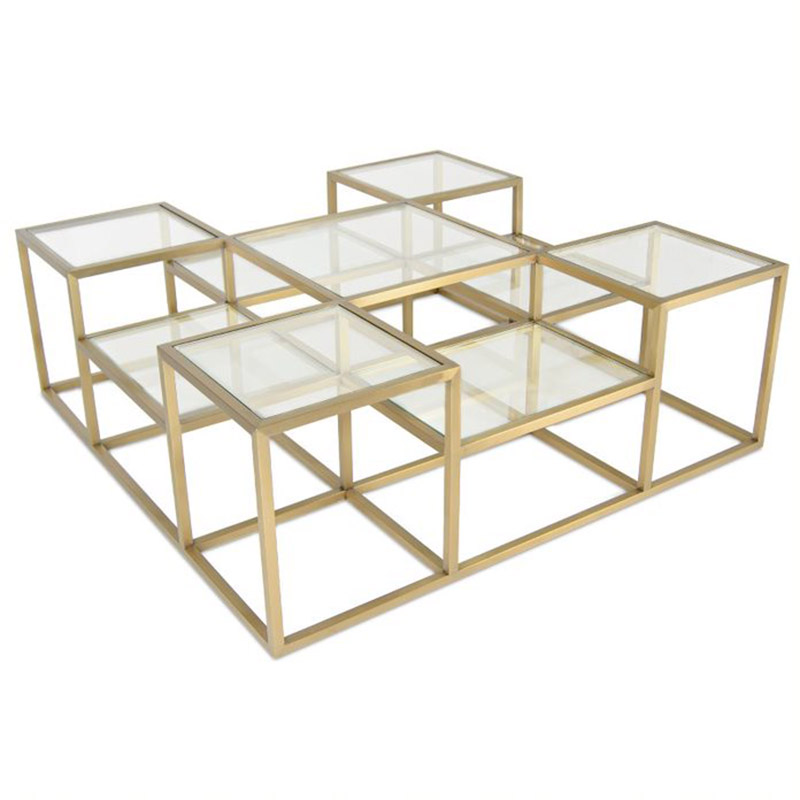 Кофейный стол Elodia Coffee Table Прозрачное Стекло матовое золото Кофейный стол Elodia Coffee Table Прозрачное Стекло матовое золото в Рязани | Loft Concept