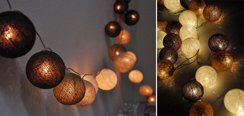 Гирлянда хлопковые фонарики Сotton Ball Brown - Loft-Concept в Рязани