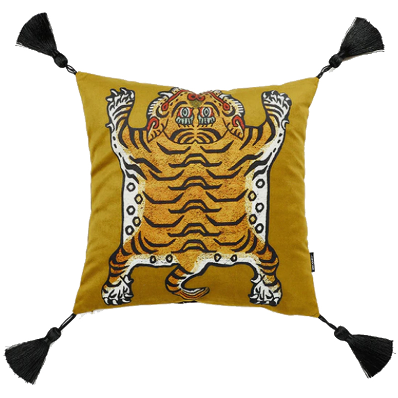Бежевая Подушка Тибетский Тигр TIBETAN TIGER Бежевый в Рязани | Loft Concept 