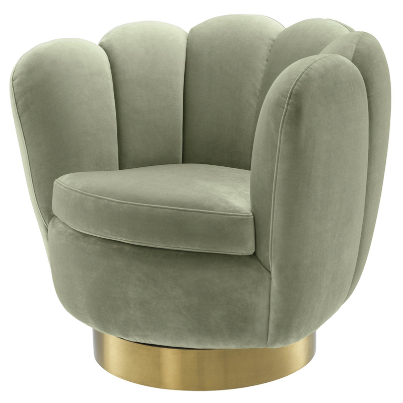 Кресло Eichholtz Swivel Chair Mirage pistache green Зеленый шалфей Матовая латунь в Рязани | Loft Concept 