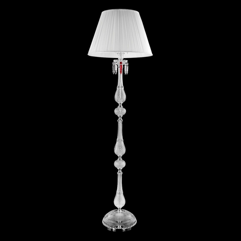 Торшер с белым текстильным абажуром и хрустальными подвесками Lustre Reverie Хром Прозрачное Стекло Белый Торшер с белым текстильным абажуром и хрустальными подвесками Lustre Reverie Хром Прозрачное Стекло Белый в Рязани | Loft Concept