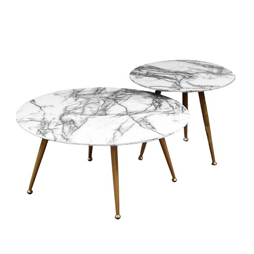 Комплект из двух столов Marble & Brass Латунь Белый Комплект из двух столов Marble & Brass Латунь Белый в Рязани | Loft Concept