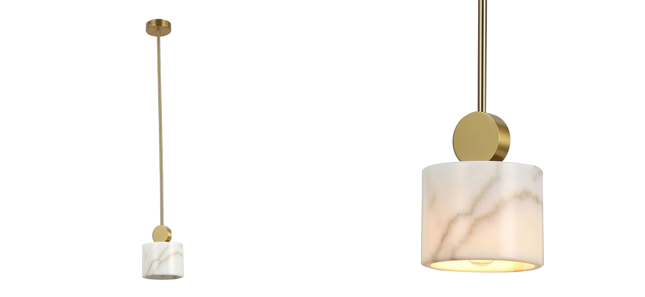 Подвесной светильник с плафоном из белого мрамора STURDY - фото