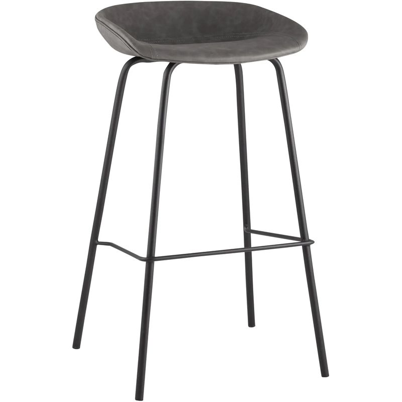 Стул Барный без Спинки Винтажная Серая Экокожа Vendramin Bar Chair Серый Черный в Рязани | Loft Concept 