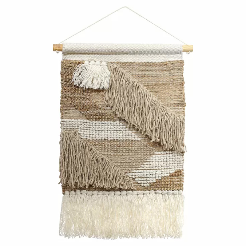 Панно из шерсти и хлопка с узором Beige Calista Cascade Бежевый Панно из шерсти и хлопка с узором Beige Calista Cascade Бежевый в Рязани | Loft Concept