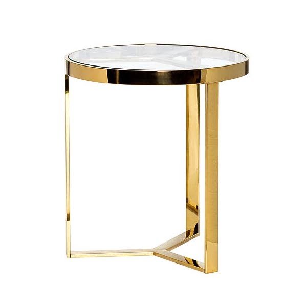 Приставной стол Neoclassic Tee Gold Золотой Прозрачное Стекло в Рязани | Loft Concept 
