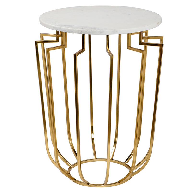 Приставной стол Embret Marble Side Table Глянцевое золото Белый Мрамор Bianco в Рязани | Loft Concept 