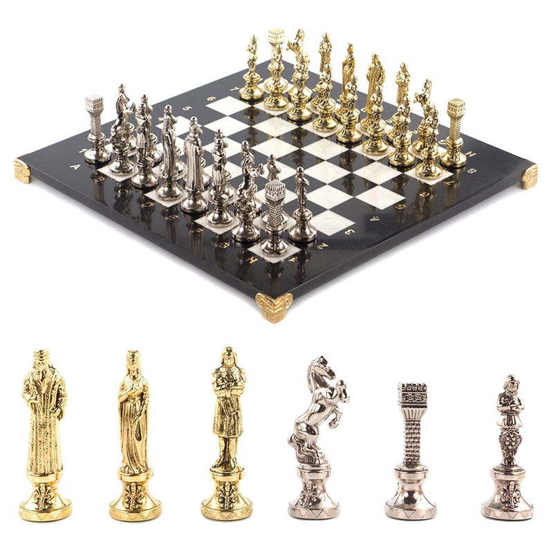 Шахматы Ренессанс с доской из натурального мрамора Decorative Thematic Chess Золотой Серебряный Черный Белый Шахматы Ренессанс с доской из натурального мрамора Decorative Thematic Chess Золотой Серебряный Черный Белый в Рязани | Loft Concept