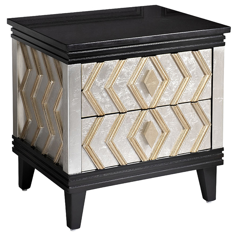 Тумба с каменной столешницей Birgit Nightstand Черный Серебряный Тумба с каменной столешницей Birgit Nightstand Черный Серебряный в Рязани | Loft Concept