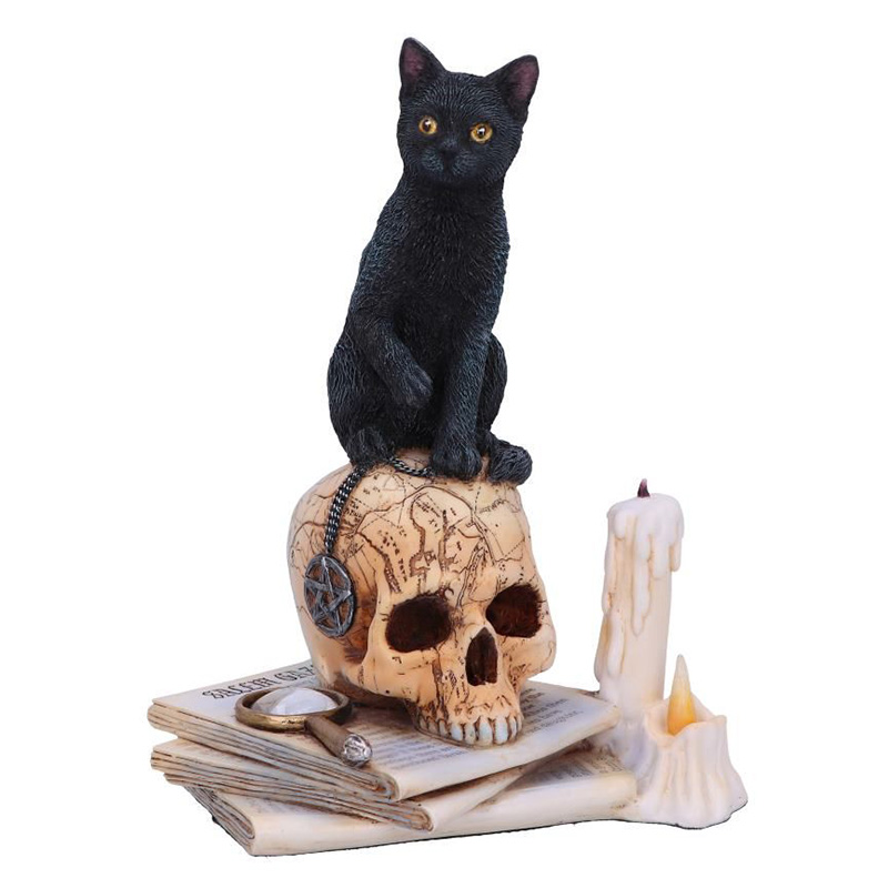 Статуэтка Cat on Skull Черный Бежево-серый Белый Статуэтка Cat on Skull Черный Бежево-серый Белый в Рязани | Loft Concept