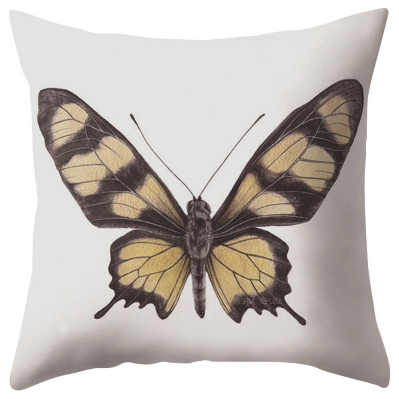 Декоративная подушка Yellow Butterfly Белый Желтый Черный Декоративная подушка Yellow Butterfly Белый Желтый Черный в Рязани | Loft Concept