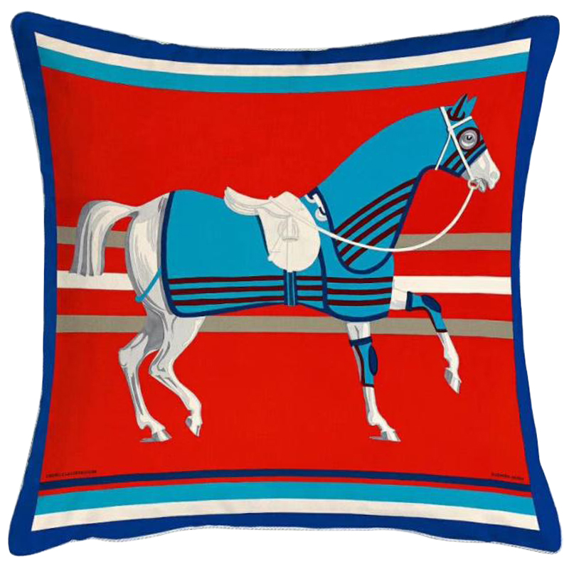 Декоративная подушка Hermes Horse 65 Красный Голубой Синий Мульти Декоративная подушка Hermes Horse 65 Красный Голубой Синий Мульти в Рязани | Loft Concept