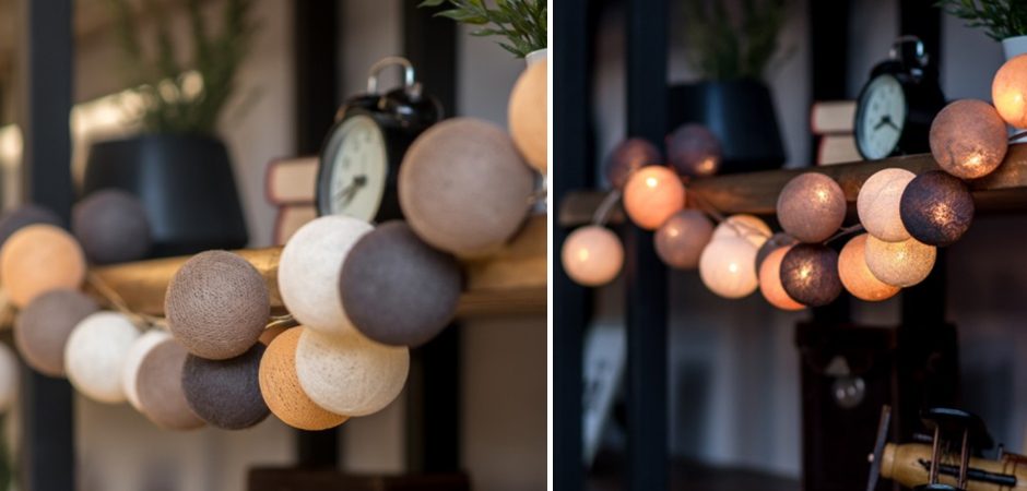Гирлянда хлопковые фонарики Сotton Ball Clay - Loft-Concept в Рязани