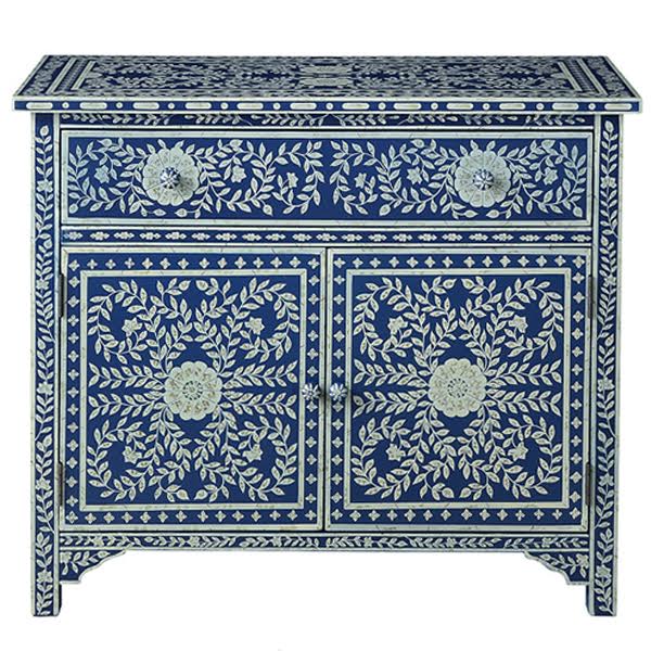 Комод инкрустация костью ORIENTAL Indian синий орнамент Синий Комод инкрустация костью ORIENTAL Indian синий орнамент Синий в Рязани | Loft Concept