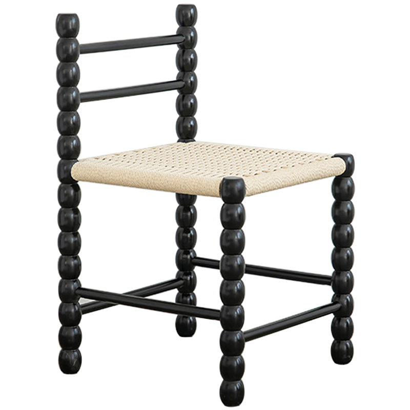 Стул French Corner Chair Black Черный Бежевый Стул French Corner Chair Black Черный Бежевый в Рязани | Loft Concept