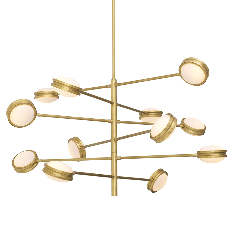 Люстра Eichholtz Chandelier Blaize Белое матовое стекло Латунь в Рязани | Loft Concept 