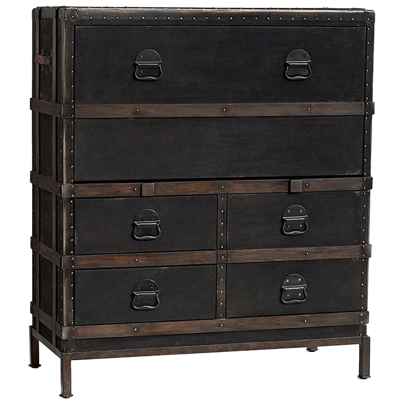 Комод в винтажном стиле Derik Vintage Chest of Drawers Черный Черный Коричневый винтаж в Рязани | Loft Concept 