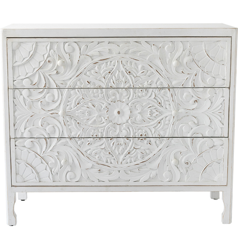 Комод с резным декорированным фасадом Matsi Provence Chest of Drawers Белый Белый Комод с резным декорированным фасадом Matsi Provence Chest of Drawers Белый Белый в Рязани | Loft Concept