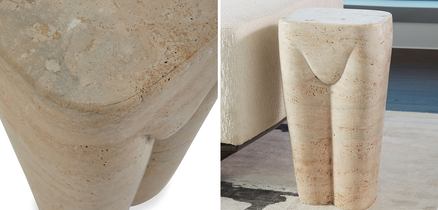 Приставной стол Tianna Travertine Side Table - фото