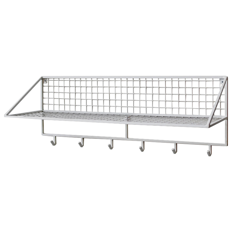 Вешалка с полкой Rhian Industrial Metal Rust Shelf White Белый Вешалка с полкой Rhian Industrial Metal Rust Shelf White Белый в Рязани | Loft Concept