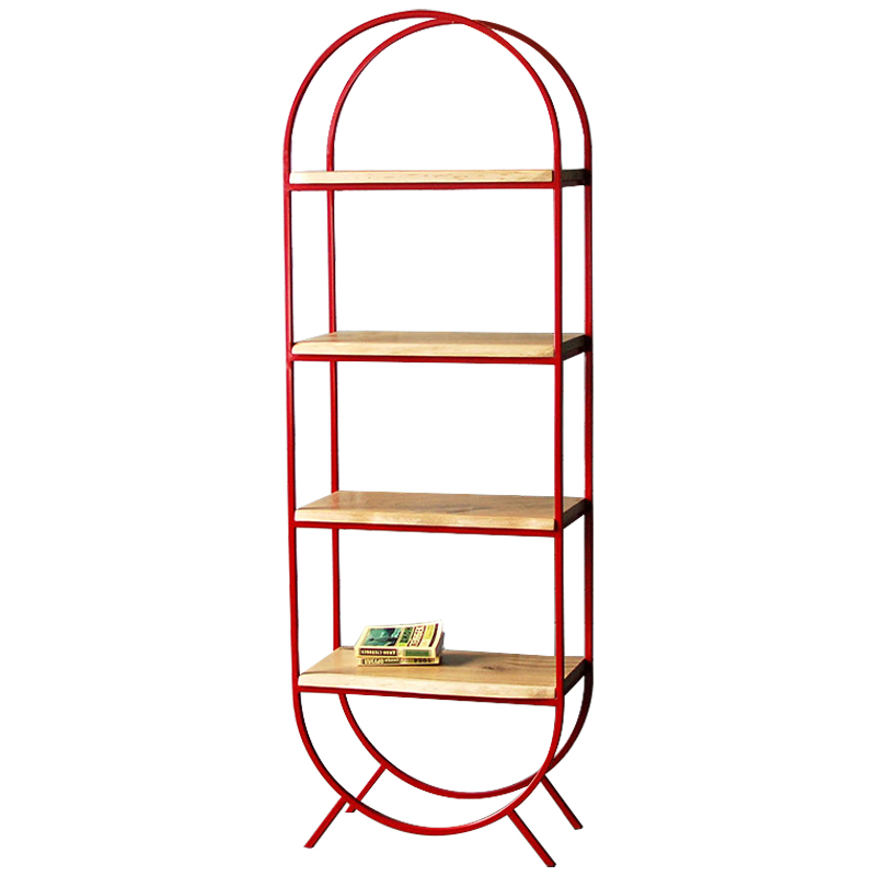 Стеллаж Rumo Industrial Metal Rust Rack Красный Древесина Стеллаж Rumo Industrial Metal Rust Rack Красный Древесина в Рязани | Loft Concept