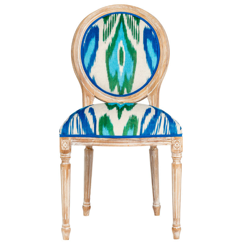 Мягкий стул с узором Ikat Pattern Белый Коричневый Мульти Мягкий стул с узором Ikat Pattern Белый Коричневый Мульти в Рязани | Loft Concept