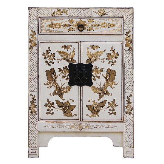 Тумба Chinese Painting Butterflies White Белый Золотой Тумба Chinese Painting Butterflies White Белый Золотой в Рязани | Loft Concept