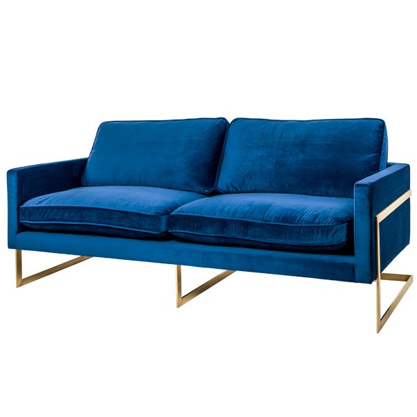 Диван бархатный Accent Velvet Sofa Золотой Синий Диван бархатный Accent Velvet Sofa Золотой Синий в Рязани | Loft Concept