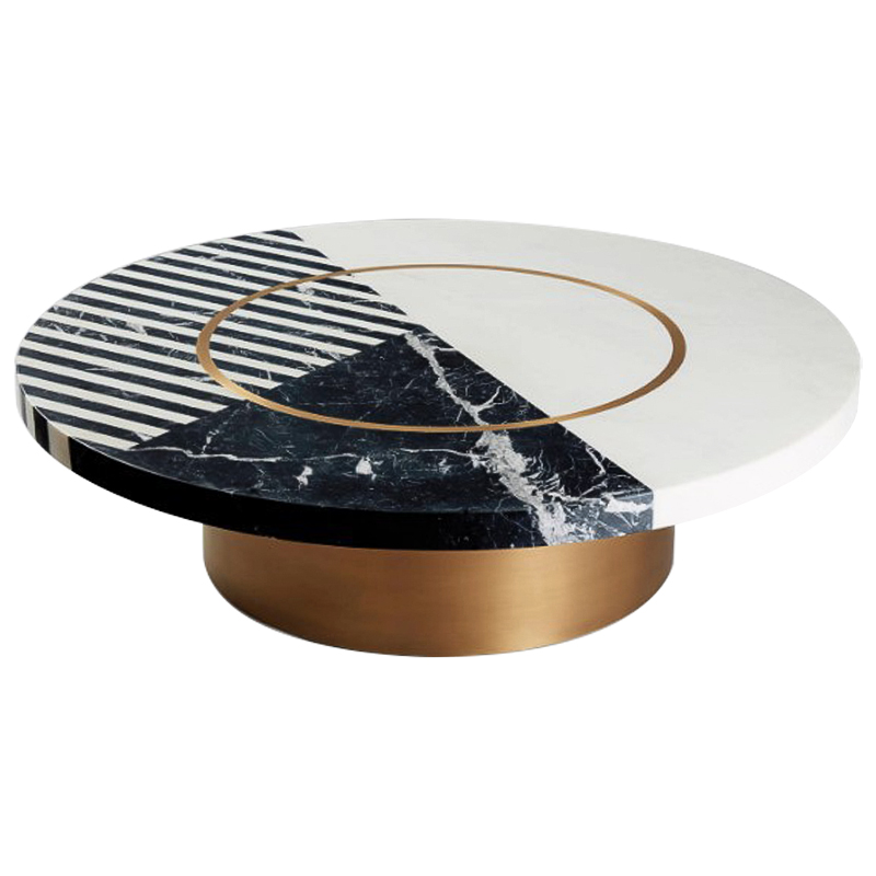 Кофейный стол Mercado Marble Brass Coffee Table Черно-белый Латунь Кофейный стол Mercado Marble Brass Coffee Table Черно-белый Латунь в Рязани | Loft Concept
