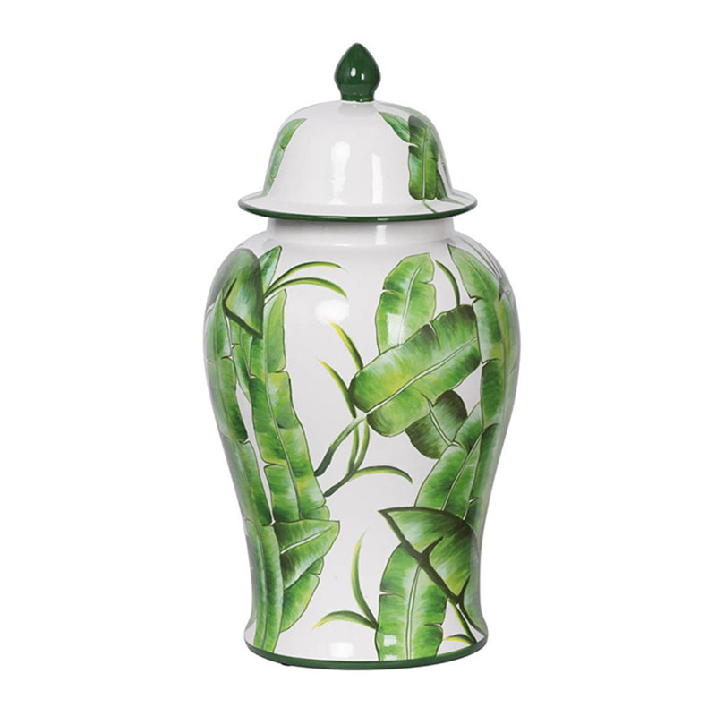 Ваза Vase Green Leaves I Белый Зеленый в Рязани | Loft Concept 