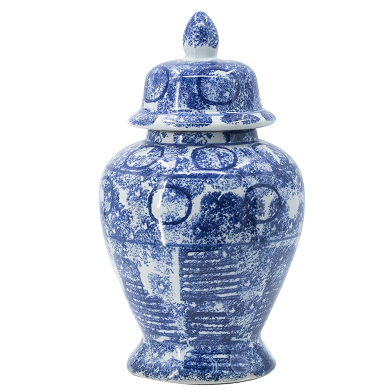 Ваза с крышкой Abstraction Vase Синий Белый Ваза с крышкой Abstraction Vase Синий Белый в Рязани | Loft Concept