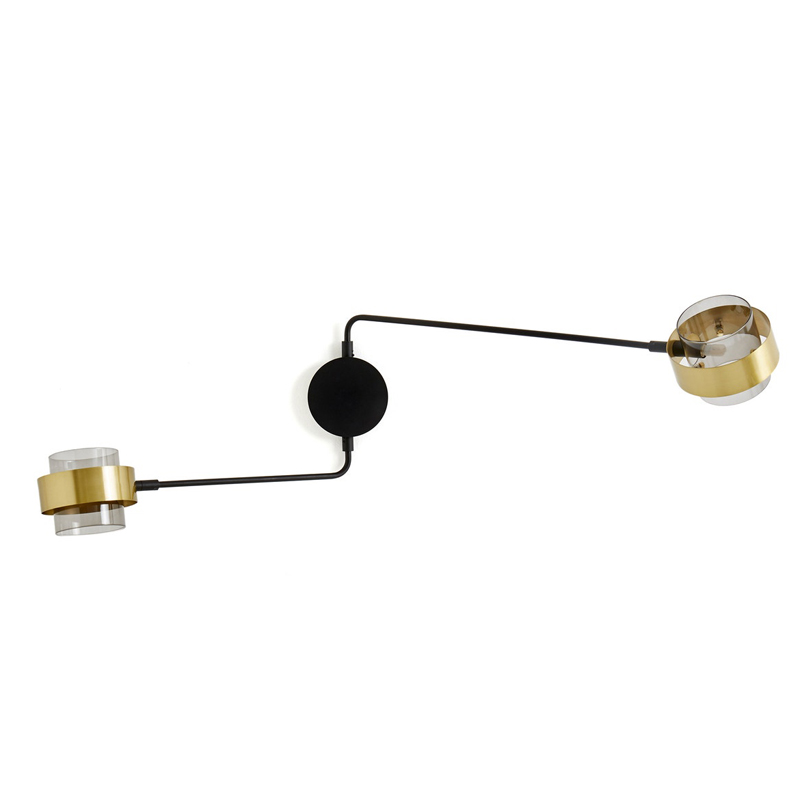 Бра Truvor Sconce Double Стекло Смок Латунь Черный Бра Truvor Sconce Double Стекло Смок Латунь Черный в Рязани | Loft Concept