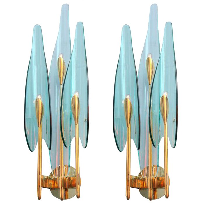 Бра Max Ingrand for Fontana Arte Sconces Золотой Синий Бра Max Ingrand for Fontana Arte Sconces Золотой Синий в Рязани | Loft Concept