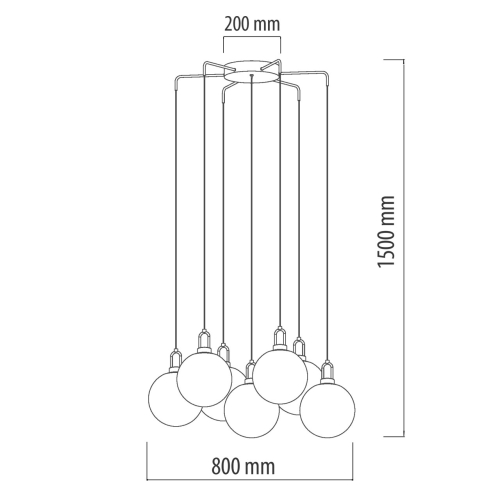 Люстра с 7-ю плафонами из прозрачного стекла в форме шара Orb Cascade  в Рязани