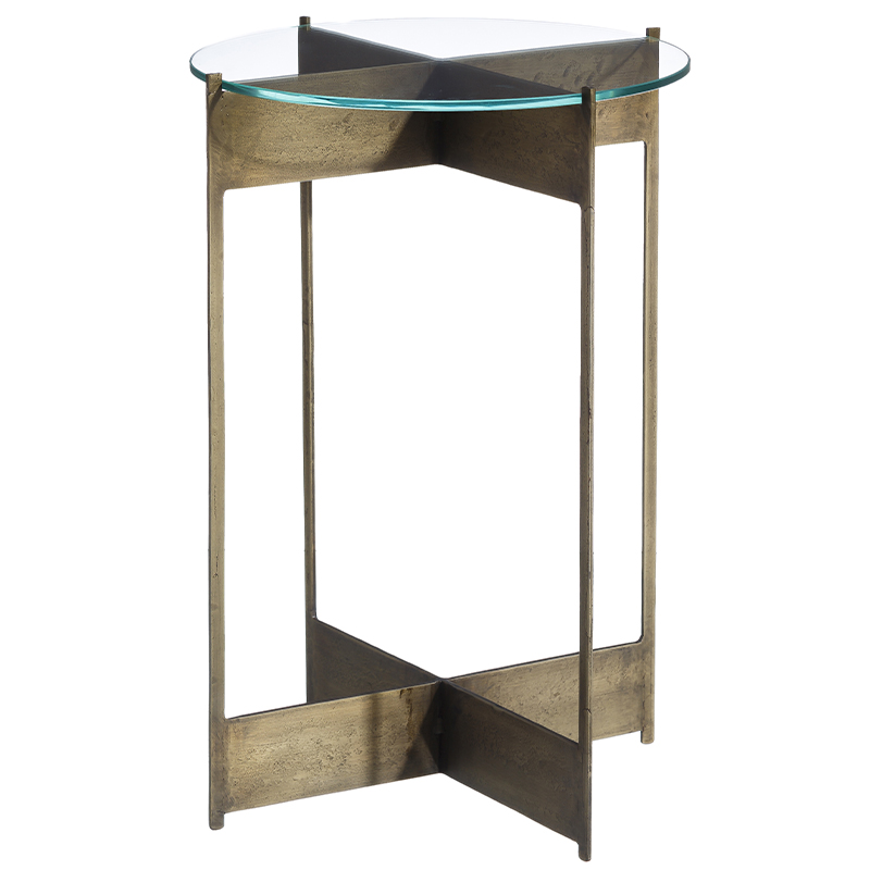 Круглый приставной столик со стеклянной столешницей Lochlan Side Table Бронза Прозрачное Стекло Круглый приставной столик со стеклянной столешницей Lochlan Side Table Бронза Прозрачное Стекло в Рязани | Loft Concept