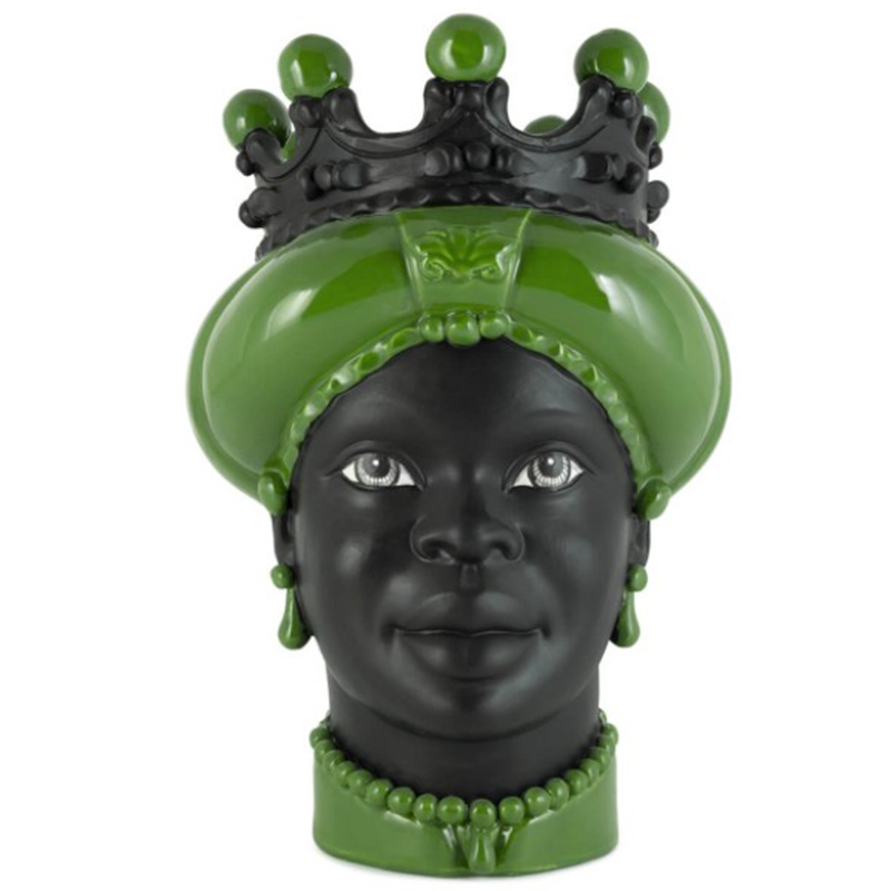 Ваза VASE MORO LADY CROWN DARK light green Черный Зеленый Ваза VASE MORO LADY CROWN DARK light green Черный Зеленый в Рязани | Loft Concept