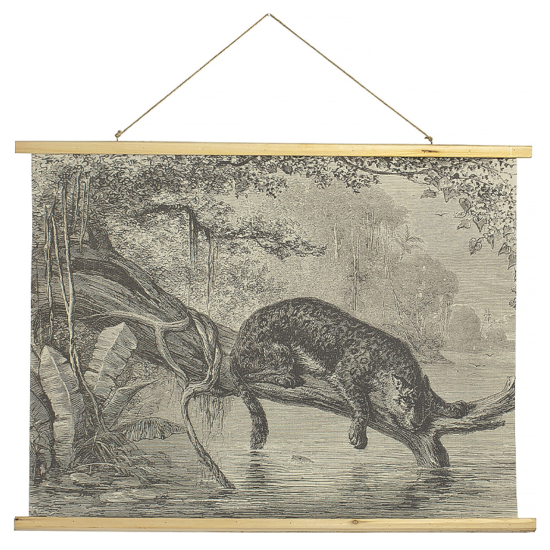 Картина подвесная Leopard on a Tree Poster Бежево-серый Древесина Картина подвесная Leopard on a Tree Poster Бежево-серый Древесина в Рязани | Loft Concept