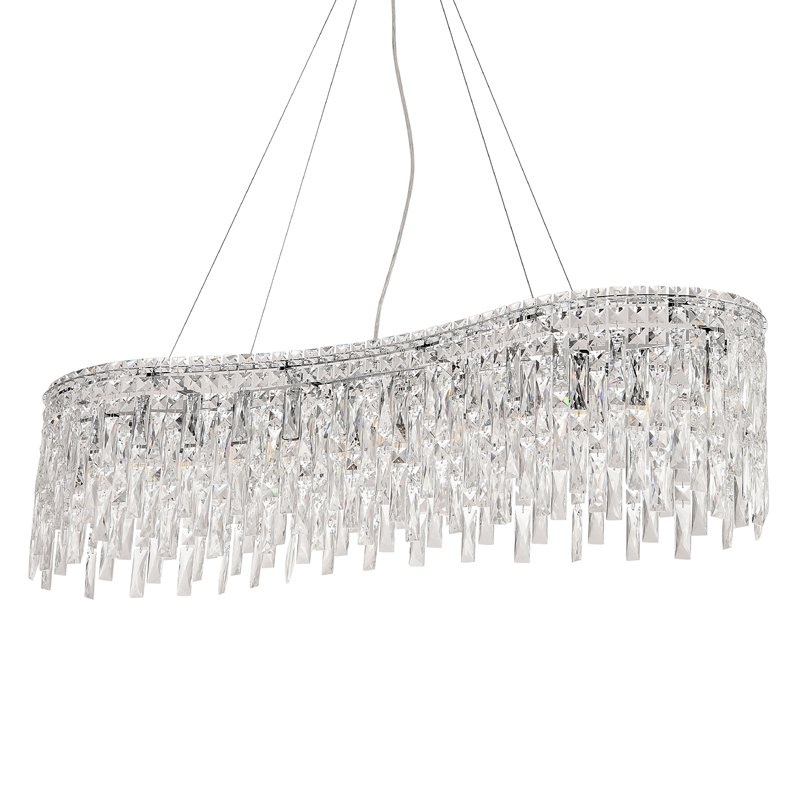 Люстра подвесная вытянутой формы с хрустальными подвесками Ludivine Lighting Хром Прозрачный Люстра подвесная вытянутой формы с хрустальными подвесками Ludivine Lighting Хром Прозрачный в Рязани | Loft Concept