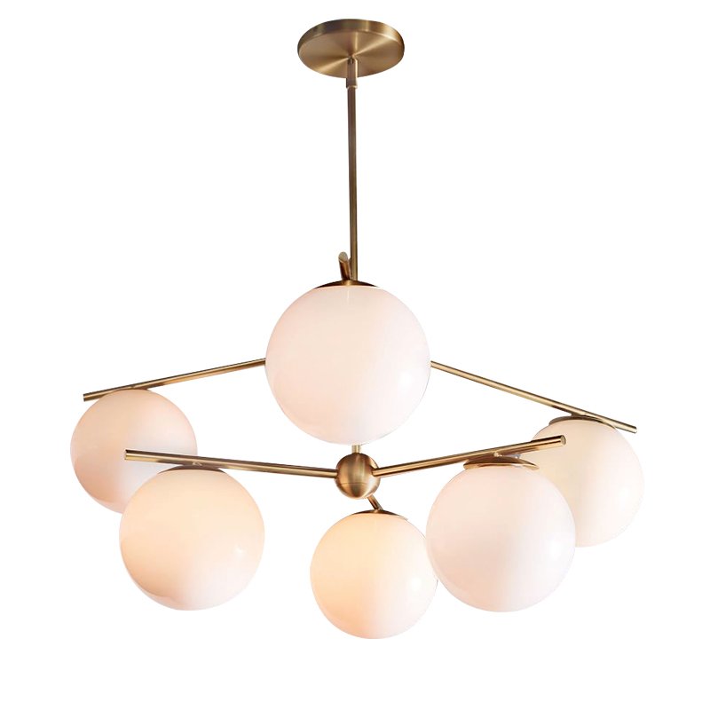 Люстра Sphere Stem 6-Light Chandelier Bronze Латунь Белый Люстра Sphere Stem 6-Light Chandelier Bronze Латунь Белый в Рязани | Loft Concept