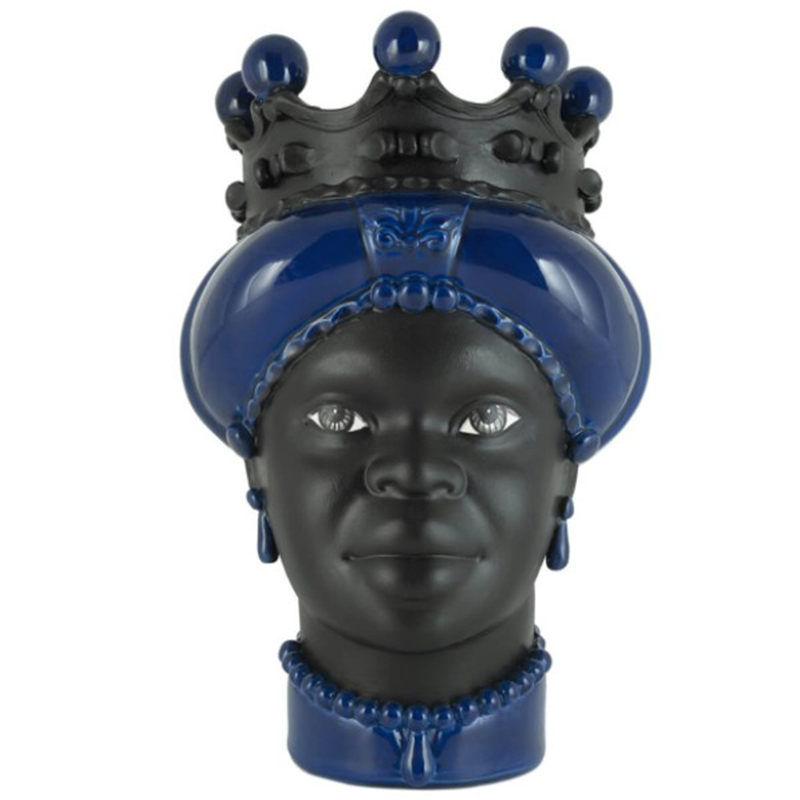 Ваза VASE MORO LADY CROWN DARK blue Черный Синий Ваза VASE MORO LADY CROWN DARK blue Черный Синий в Рязани | Loft Concept
