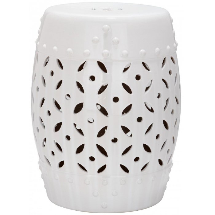 Керамический табурет Coin Lattice Garden Stool - White Белый Керамический табурет Coin Lattice Garden Stool - White Белый в Рязани | Loft Concept