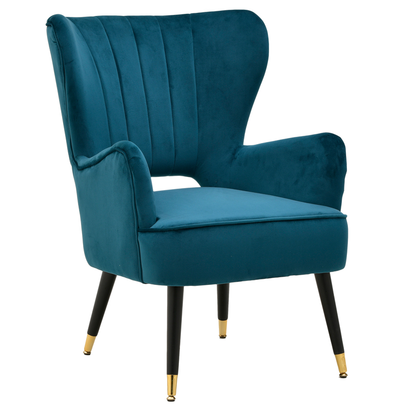 Кресло Drummond Armchairs Blue Морская синь Черный Кресло Drummond Armchairs Blue Морская синь Черный в Рязани | Loft Concept