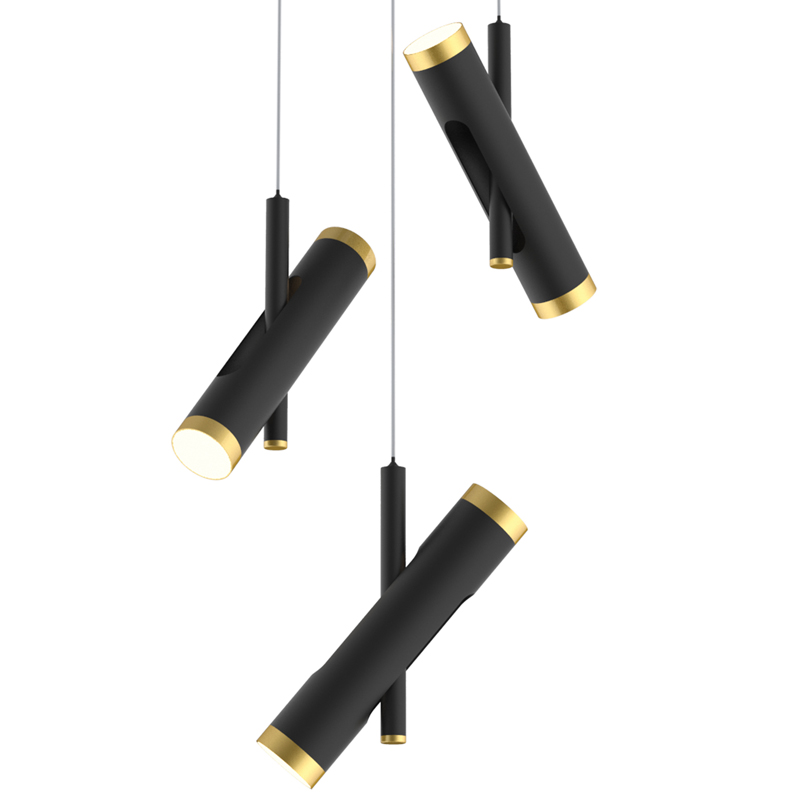 Люстра Rainer Chandelier Trio black Черный Золотой Люстра Rainer Chandelier Trio black Черный Золотой в Рязани | Loft Concept