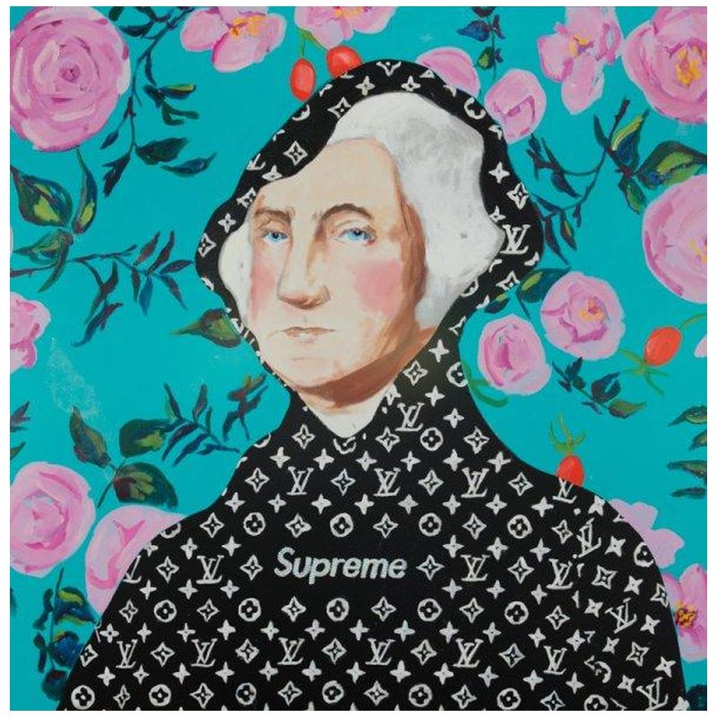 Картина “George Washington in Black Supreme with Floral Background” Мульти Картина “George Washington in Black Supreme with Floral Background” Мульти в Рязани | Loft Concept