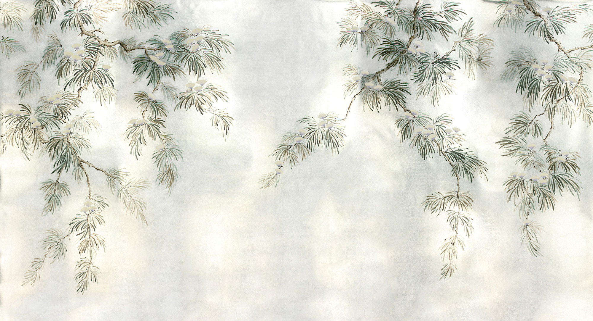 Обои ручная роспись Silk Tree Original colourway on White Metal gilded paper Обои ручная роспись Silk Tree Original colourway on White Metal gilded paper - постер Loft-Concept в Рязани