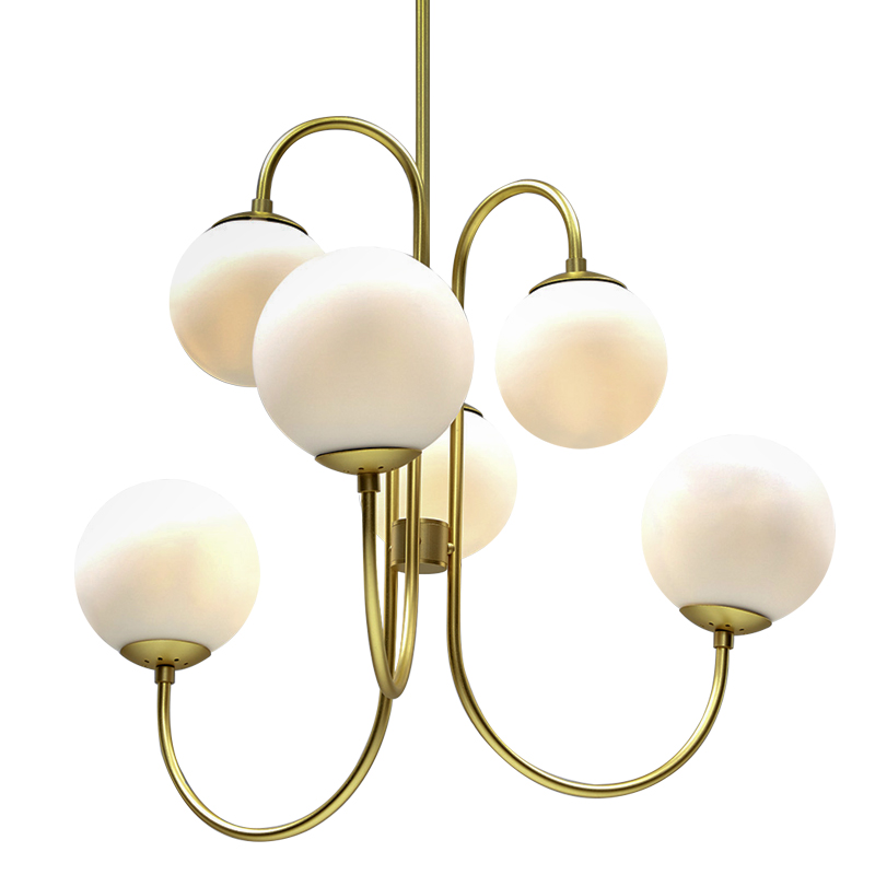Люстра Gooseneck Pelle Gold Chandelier Белый Золотой Люстра Gooseneck Pelle Gold Chandelier Белый Золотой в Рязани | Loft Concept