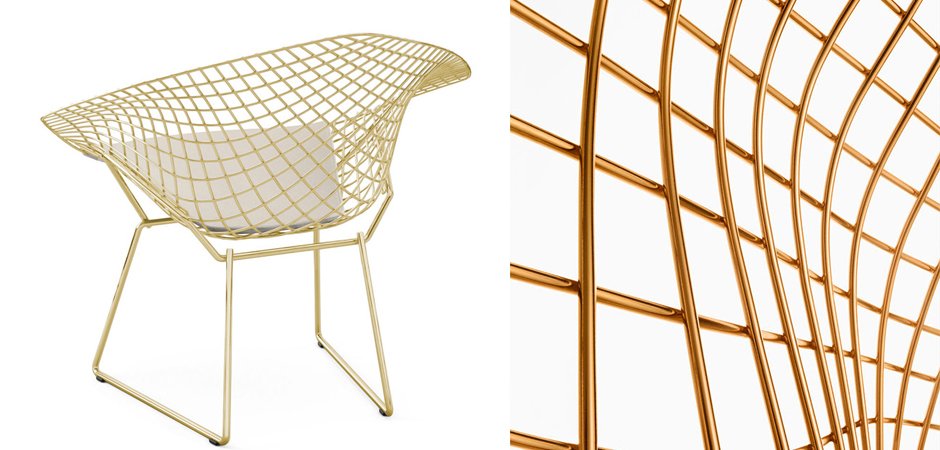 Кресло Bertoia Diamond Chair Gold Кресло Bertoia Diamond Chair Gold - Loft-Concept в Рязани