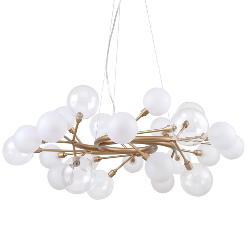 Люстра Berries Chandelier White 85 матовое золото Прозрачный Прозрачный белый Люстра Berries Chandelier White 85 матовое золото Прозрачный Прозрачный белый в Рязани | Loft Concept