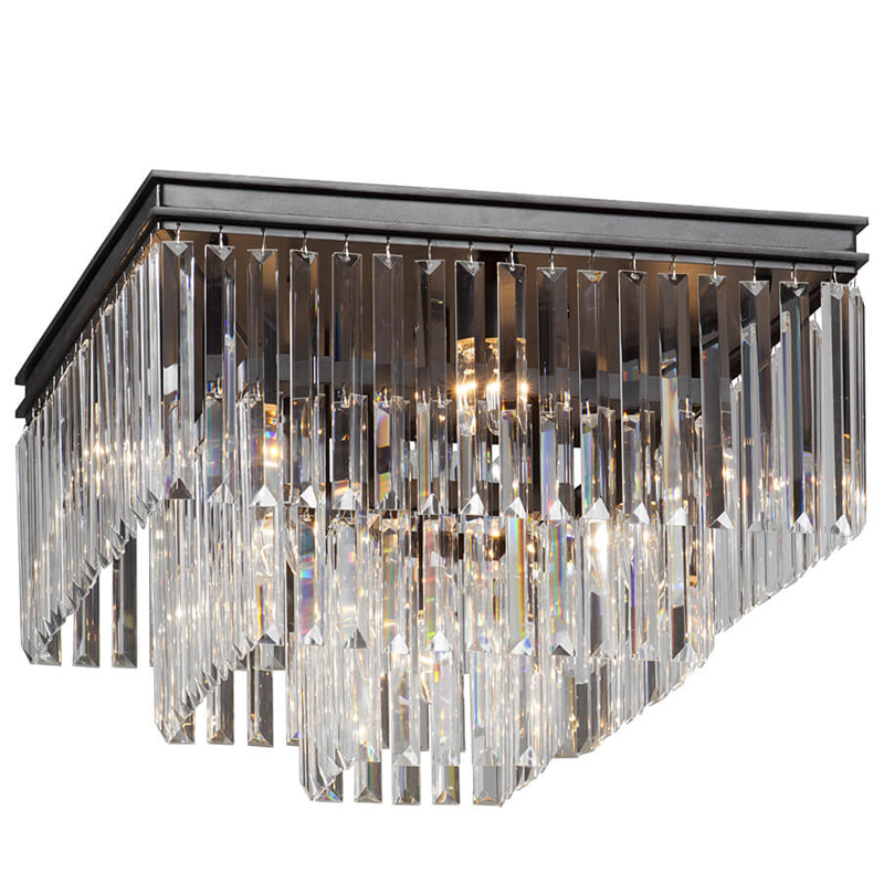 Потолочный светильник ODEON CLEAR GLASS 3-TIER 52 см Черный Потолочный светильник ODEON CLEAR GLASS 3-TIER 52 см Черный в Рязани | Loft Concept