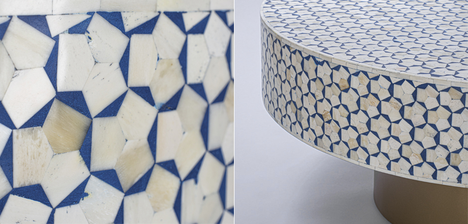 Стол голубой отделка кость BONE INLAY COFFEE TABLE Стол голубой отделка кость BONE INLAY COFFEE TABLE - Loft-Concept в Рязани